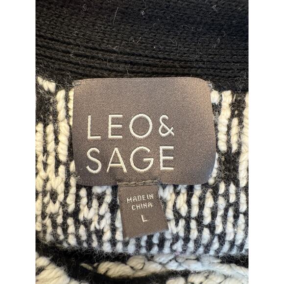 Leo & Sage Women's Striped Sweater Jacket Off White Size Large Wool Art to Wear - Picture 2 of 7